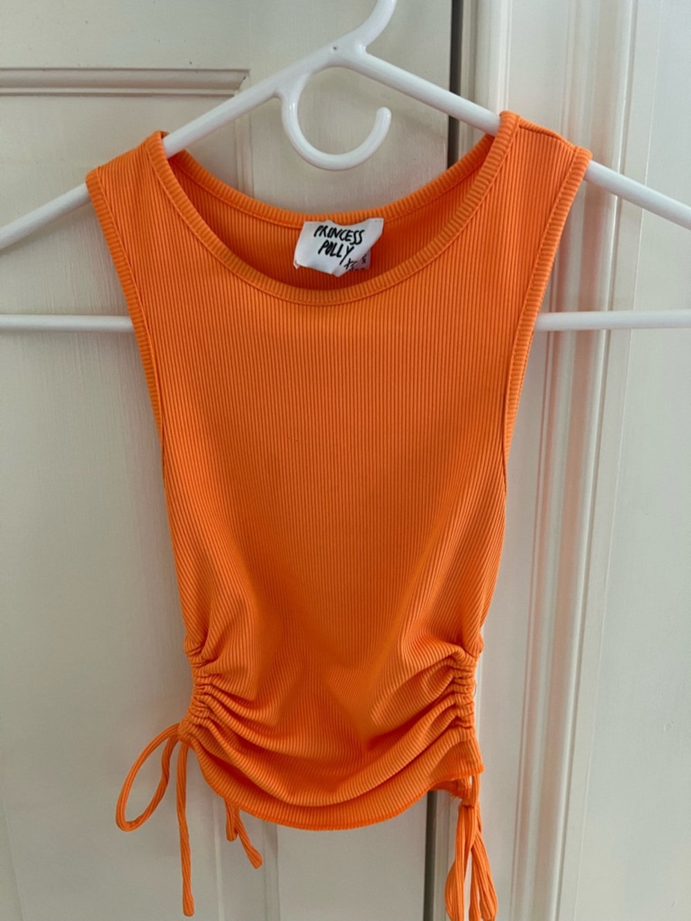 Princess Polly Bright Orange Ribbed Side-Tie Tank